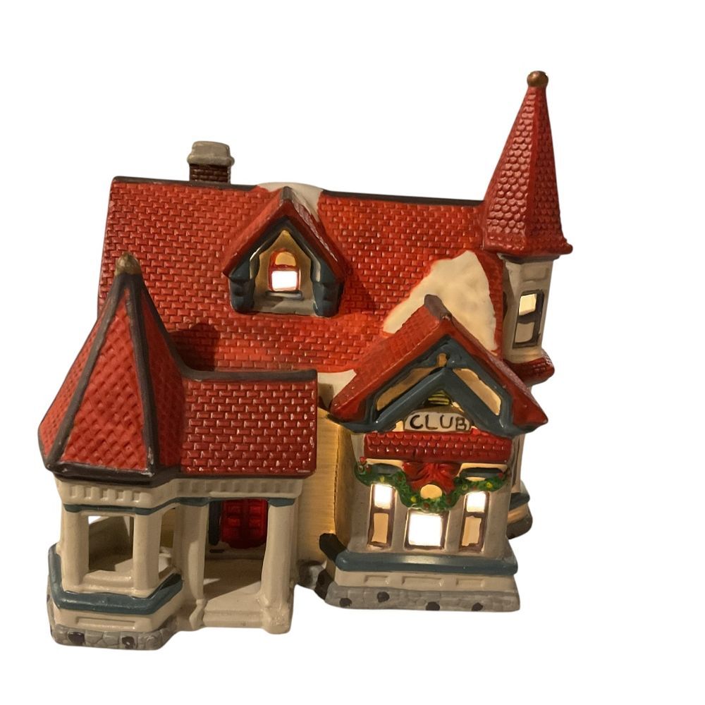 Dickens Keepsake Victorian Club House Christmas Village Ceramic Building 1995